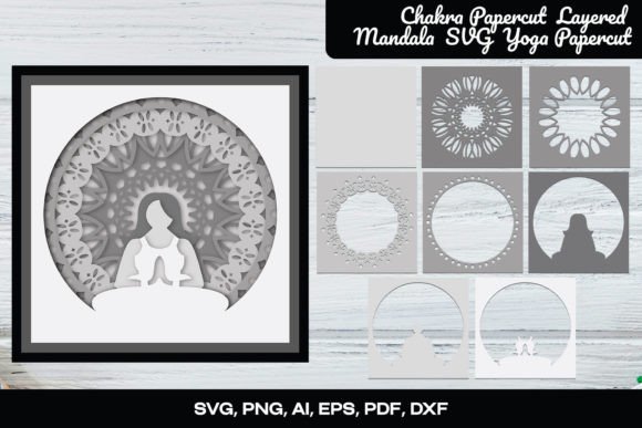 3D Yoga Shadow Box Layered Mandala SVG for Creative Projects