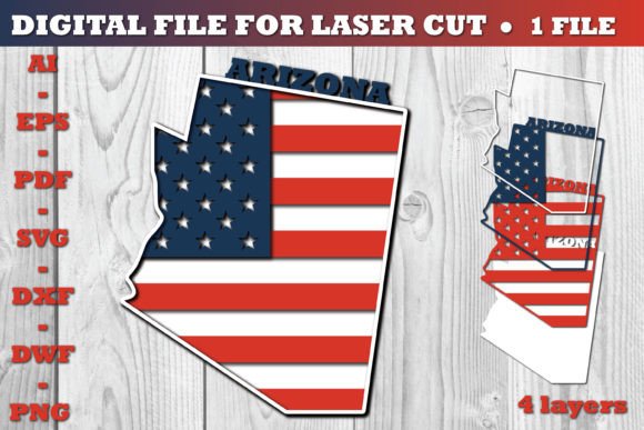 Arizona USA 3D SVG Flag Paper Cut for Laser and CNC Machines