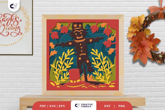 Autumn Scarecrow 3D Shadow Box SVG – A Charming Addition to Your Fall Decor Projects