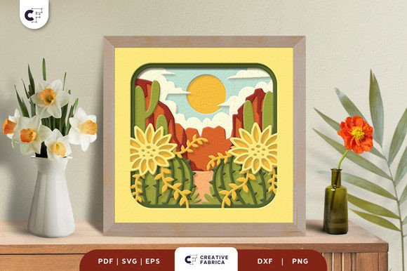 Cactus Land 3D Shadow Box SVG – A Desert-Inspired Decor Solution