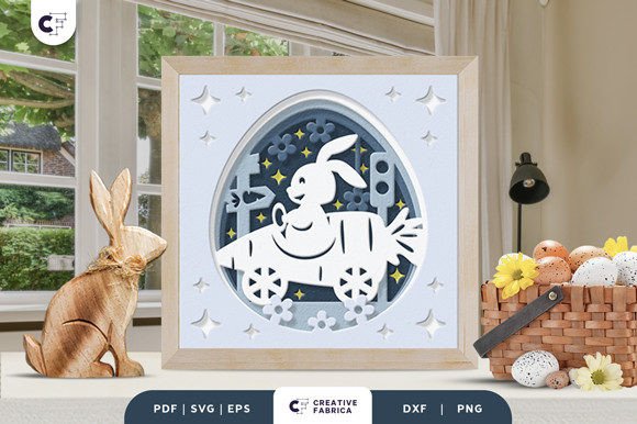 Floral Easter Bunny 3D Shadow Box SVG – A Versatile Design for Creative Projects
