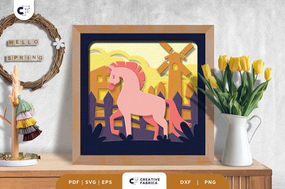 Floral Foal 3D Shadow Box Paper Cut: A Spring-Themed Crafting Delight