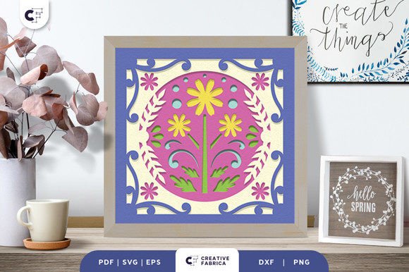 Folk Art Floral Spring 3D Shadow Box SVG – Bring Elegance and Creativity into Your Space