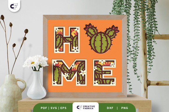 HOME Cactus 3D Shadow Box Paper Cut – A Thoughtful Addition to Modern Home Decor and Branding