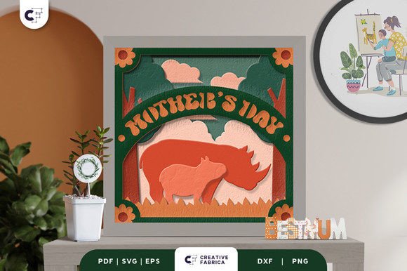 Make a Heartfelt Mother’s Day Gift with the Mama and Baby Rhino 3D Shadow Box