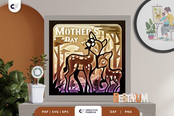 Mama and Baby Deer 3D Shadow Box: A Heartfelt Mother’s Day Craft