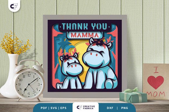 Mama and Baby Hippo 3D Shadow Box – A Heartfelt Craft Gift
