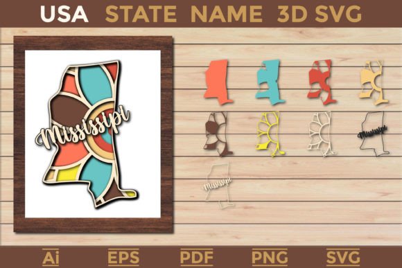 Mississippi USA State 3D SVG Paper Cut for Creative and Professional Use