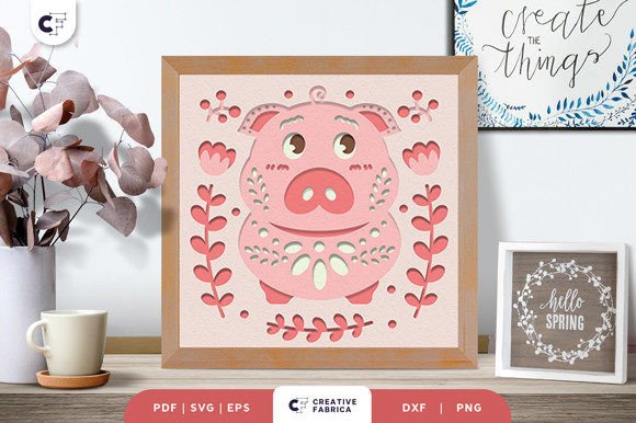 Pig Folk Art 3D Shadow Box Paper Cut: A Strategic Creative Tool for Branding and Design