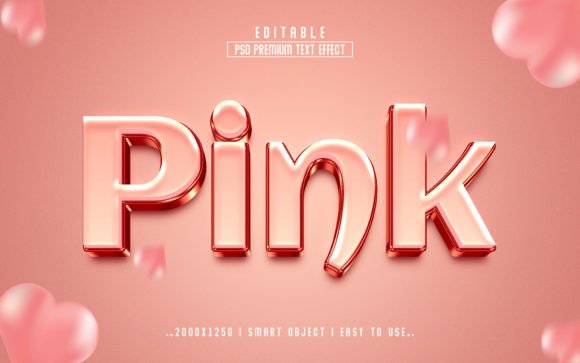 Pink 3D Editable Psd Text Effect Style for Creative Projects