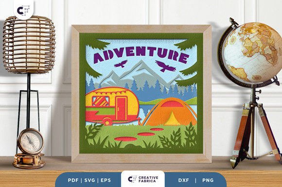 Summer Camping 3D Shadow Box Paper Cut