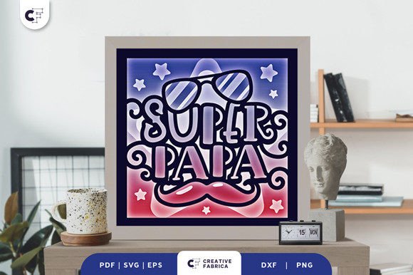 Super Papa 3D Shadow Box Papercut – A Unique and Thoughtful Gift for Dads